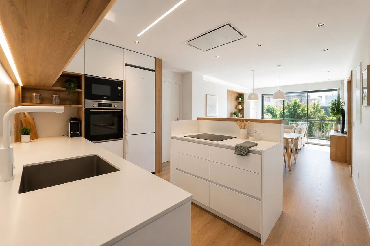 Reforma integral con cocina de isla en Pinto